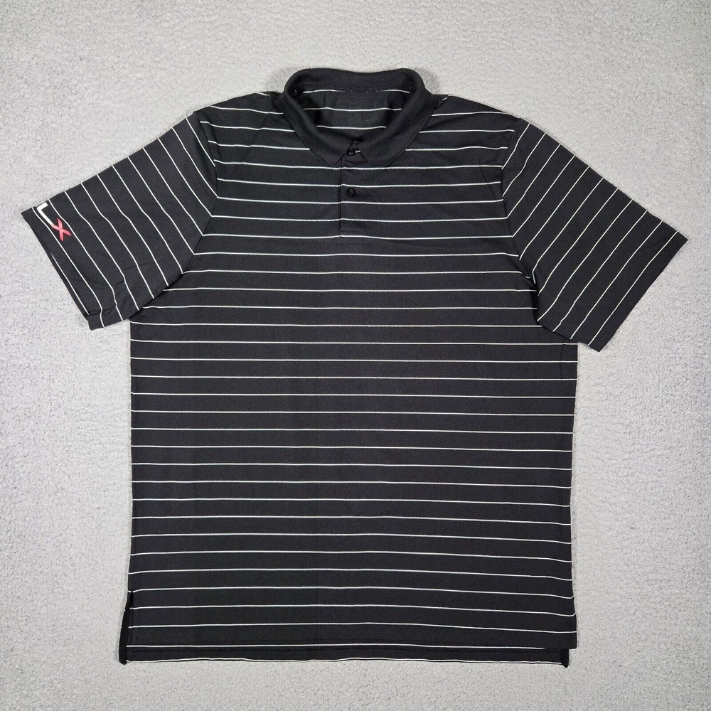RLX Ralph Lauren Shirt Mens Large Black Striped Golf Polo Performance Stretch‎